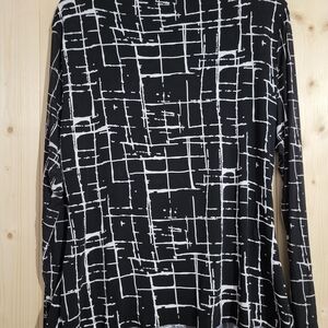 Calvin Klein Black and White Patterned Blouse